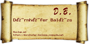 Dörnhöfer Balázs névjegykártya